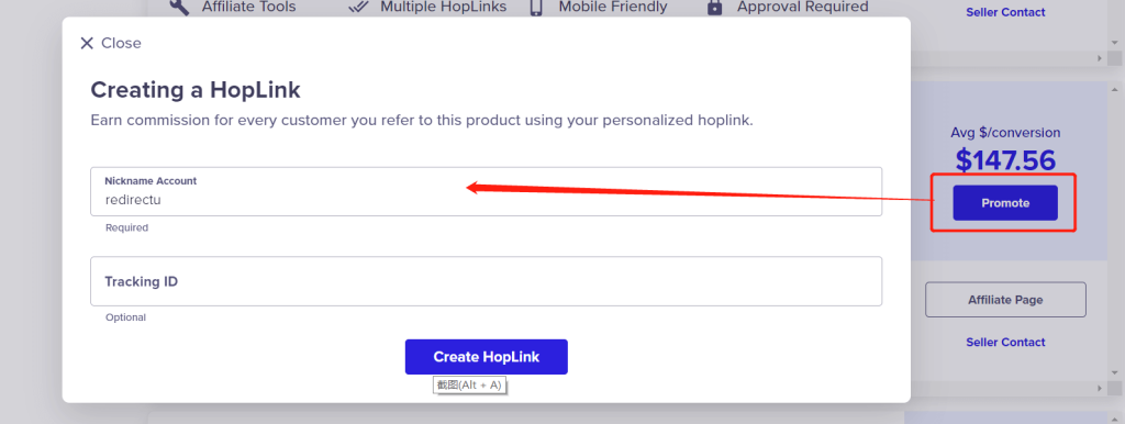 clickbank creating a hoplink